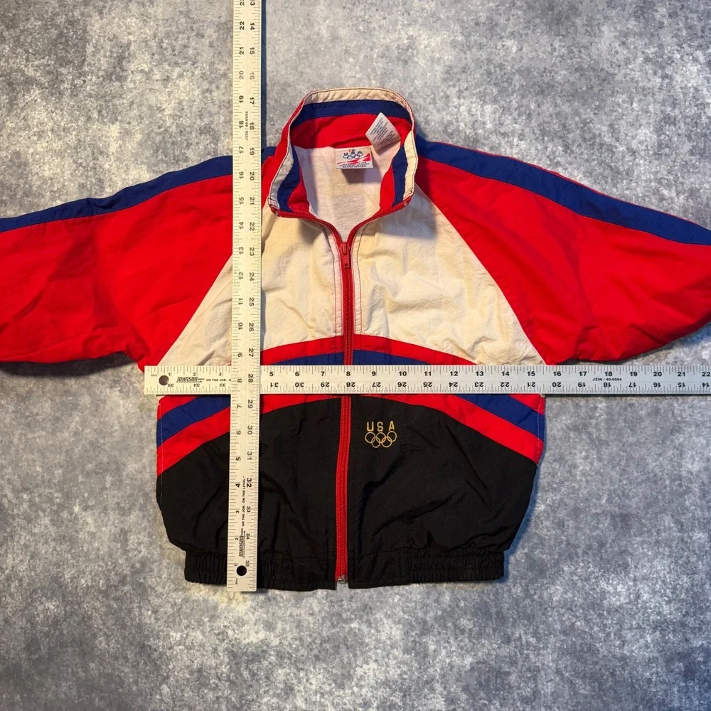 Vintage USA‎ Olympic JCPenney Kids Windbreaker Jacket Red White Blue Size 6